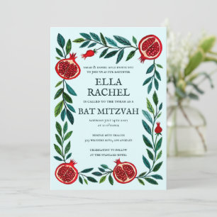 Pomegranate Custom B'nai Bat Bar Mitzvah QR Code Einladung