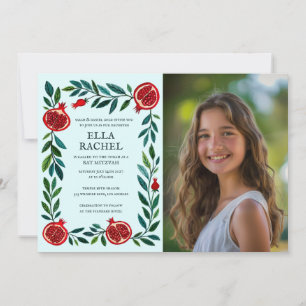 Pomegranate Custom FOTO B'nai Bat Bar Mitzvah Einladung