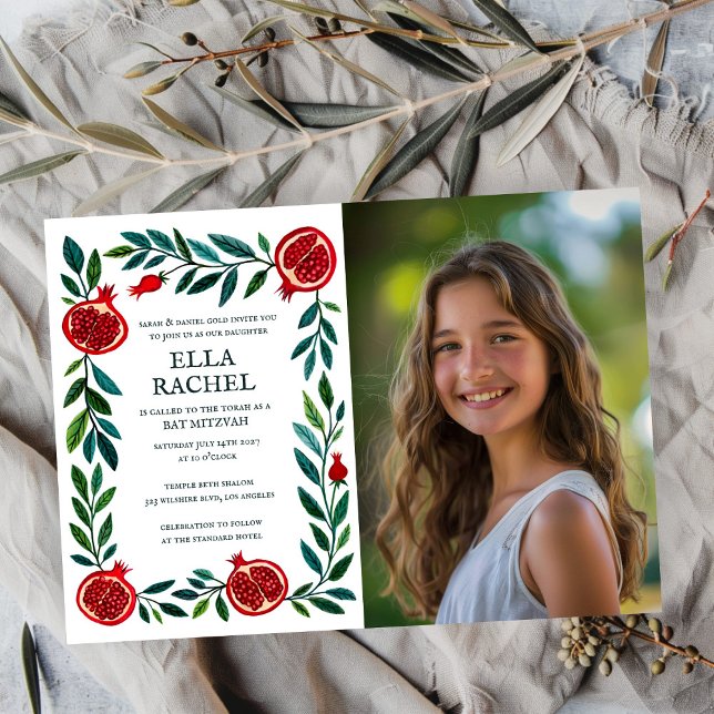 Pomegranate Custom FOTO B'nai Bat Bar Mitzvah Einladung (Pomegranates Custom PHOTO B'nai Bat Bar Mitzvah Invitation
)