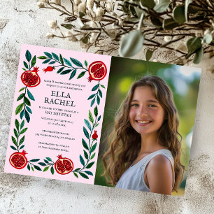 Pomegranate Custom FOTO B'nai Bat Bar Mitzvah Einladung