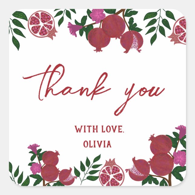 Pomegranate Fresh Fruit Birthday Gift Quadratischer Aufkleber (Vorderseite)