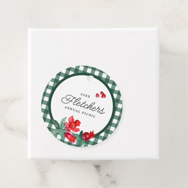Pomegranate & Green Gingham Custom Geschenkanhänger (Beispiel)
