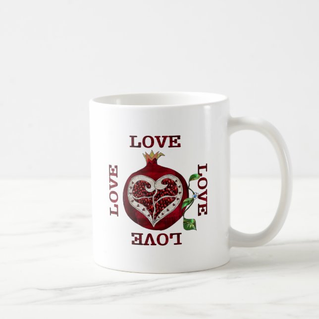 Pomegranate Heart LIEBE Valentine Kaffeetasse (Rechts)