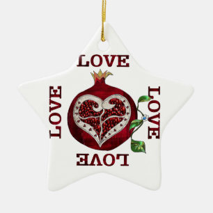 Pomegranate Heart LIEBE Valentine Keramik Ornament