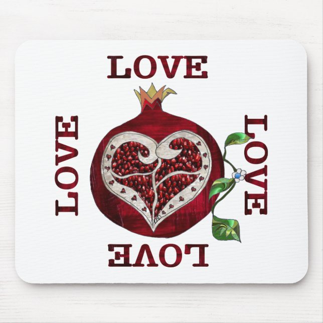Pomegranate Heart LIEBE Valentine Mousepad (Vorne)