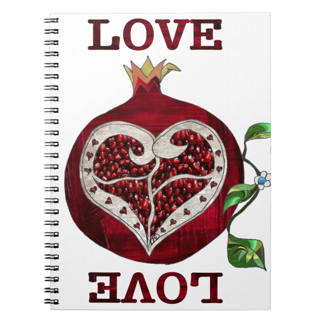 Pomegranate Heart LIEBE Valentine Notizblock (Vorderseite)