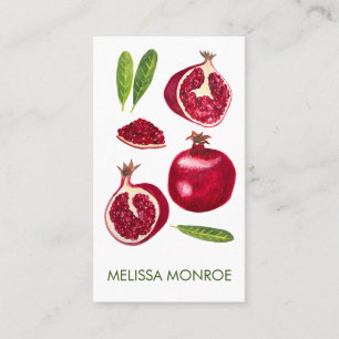 Pomegranate Herbstobst Illustriert Visitenkarte