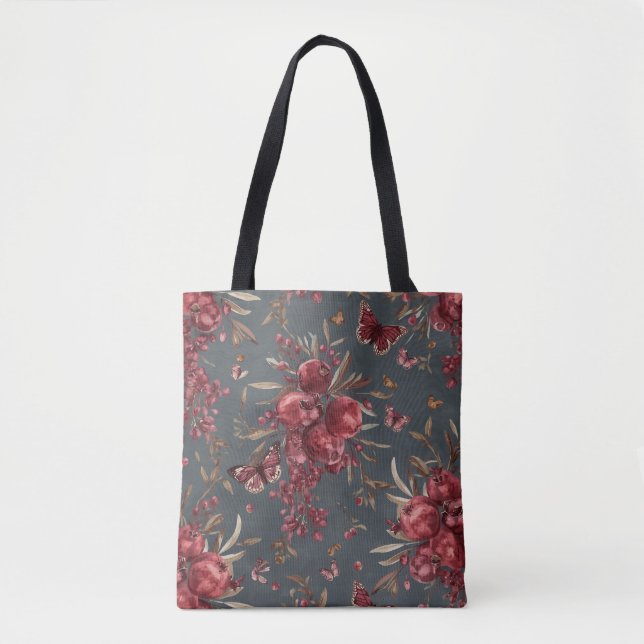 Pomegranate & Olive Botanical Tote Bag (Vorderseite)
