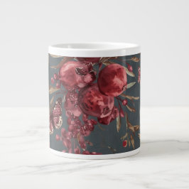Pomegranate & Olive Mug | Wine Red Botanical Print Jumbo-Tasse