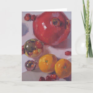 "Pomegranate Orange Christmas" Blank Holiday Art C Karte