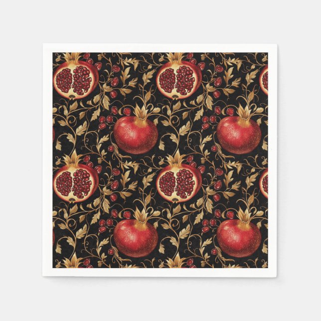 Pomegranate Paradies - reichhaltiges Blumenmuster  Serviette (Vorderseite)