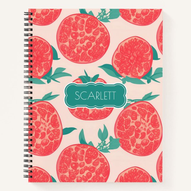 Pomegranate Pastel Personalisiertes Muster Notizbuch (Vorderseite)