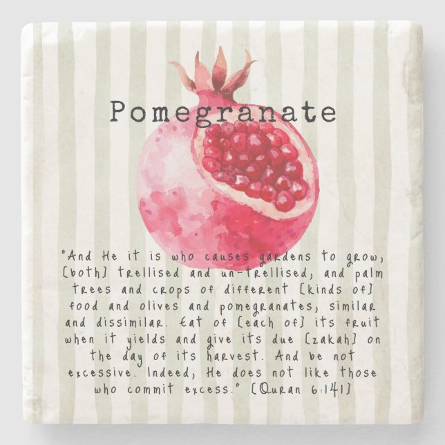 Pomegranate Quran Verse Steinuntersetzer (Vorderseite)