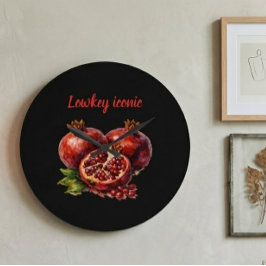 Pomegranate Red Rich Oil Paint Aesthetic Elegant  Große Wanduhr