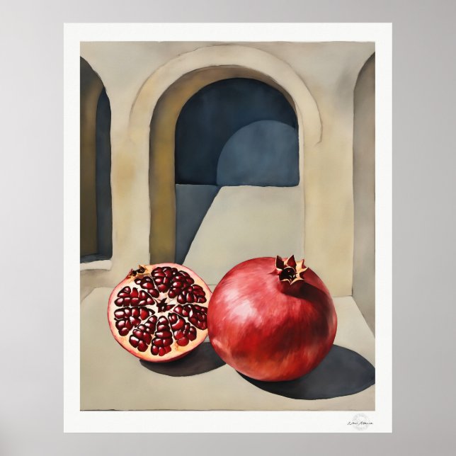 Pomegranate Still Life with Arch Poster (Vorne)