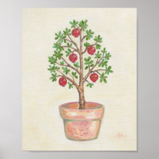 Pomegranate Tree Art Print Poster
