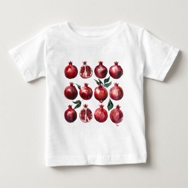 Pomegranate Watercolor Art Baby T-shirt (Vorderseite)