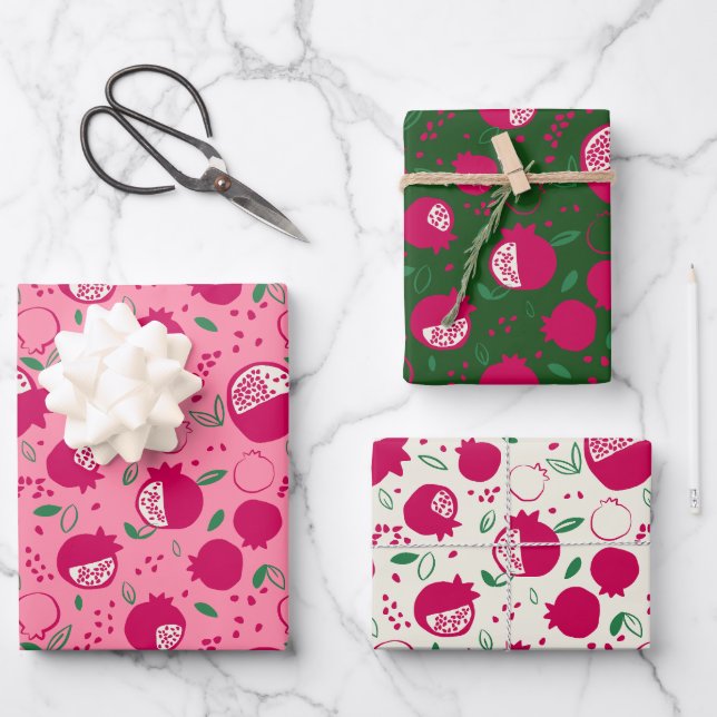 Pomegranate Wrapping Paper - Trial Geschenkpapier Set (Vorderseite)