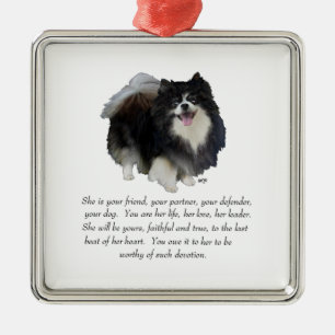 Pomeranian Andenken Hündin Silbernes Ornament
