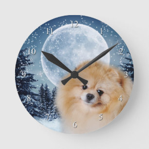 Pomeranian Clock Runde Wanduhr