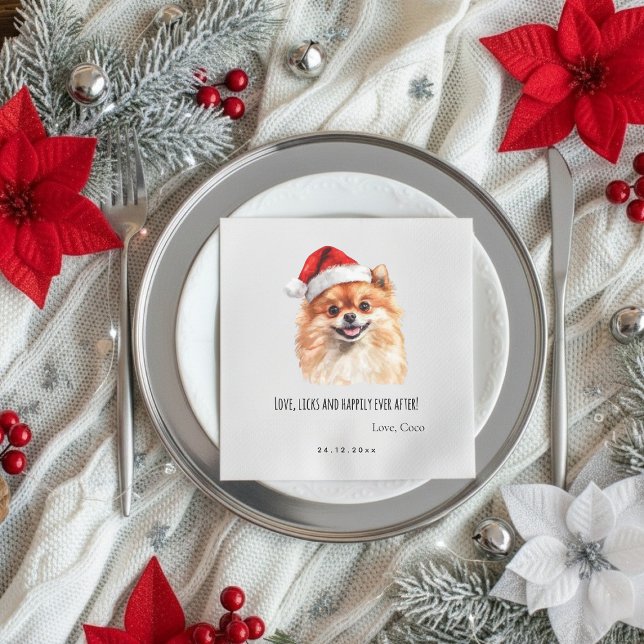 Pomeranian Custom Pet Christmas Wedding  Paper Serviette (Von Creator hochgeladen)