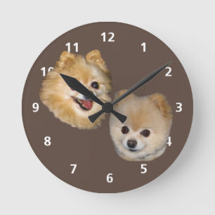 Pomeranian Dog Customizable Runde Wanduhr