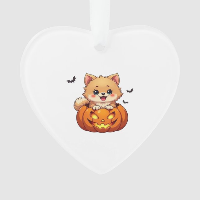 Pomeranian dog Happy Halloween pumpkin Classic T-S Ornament (Vorderseite)