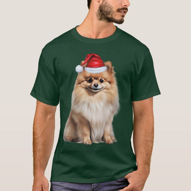 Pomeranian Dog Lover Funny Christmas T-Shirt (Vorderseite)