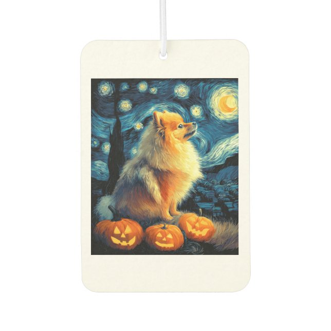 Pomeranian Dog Lovers Painting of van gogh starry  Autolufterfrischer (Vorderseite)