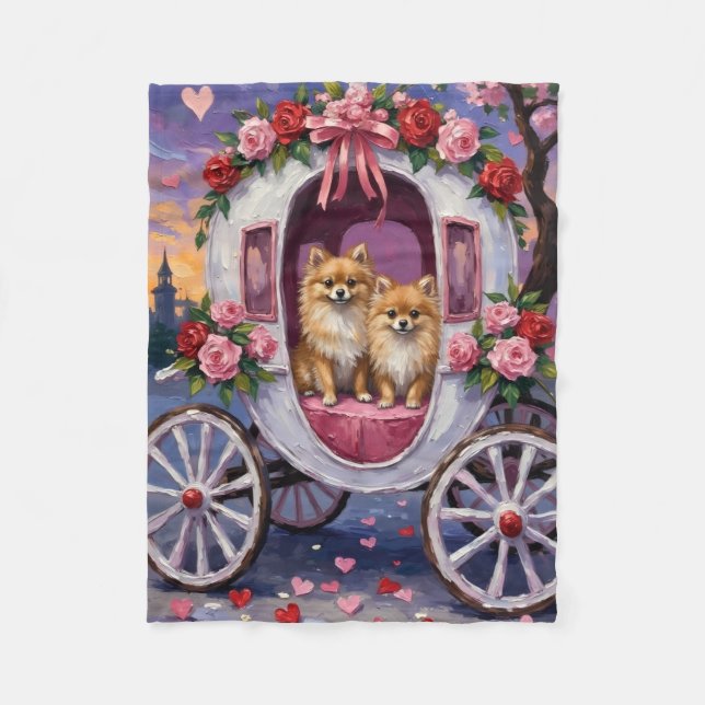 Pomeranian Dog Valentine's Day  Fleecedecke (Vorderseite)