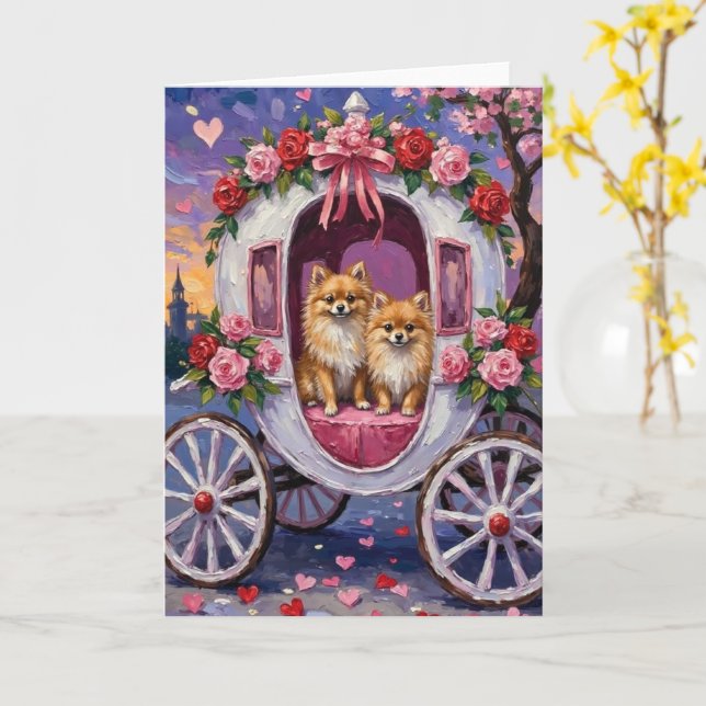 Pomeranian Dog Valentine's Day  Karte (Gelbe Blume)