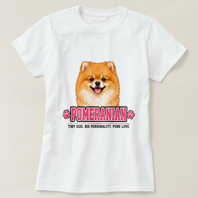 🐾 Pomeranian-Fan-Schild 🐾 T-Shirt (Design vorne)