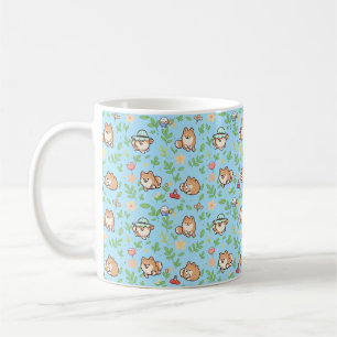 Pomeranian Frühjahrs-Blumen-Kaffeetasse für Hunde- Kaffeetasse