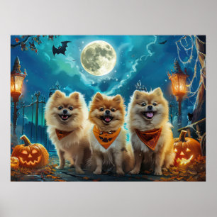 Pomeranian Halloween Gruselig Poster