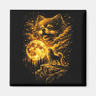 Pomeranian heult zum Mond vintage 90er lustig Magnet