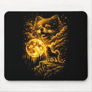 Pomeranian heult zum Mond Vintage 90er lustig Mousepad