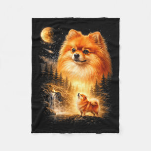 Pomeranian heult zum Mond Vintage-Mystik do Fleecedecke