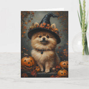 Pomeranian Hexe Halloween Feiertagskarte