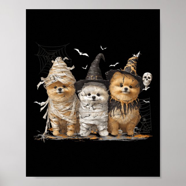 Pomeranian Hund Ed Geist Halloween Poster (Vorne)