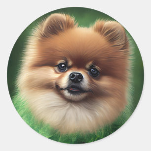 Pomeranian-Hund im St. Patrick's Day-Kleid Runder Aufkleber