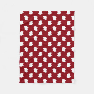Pomeranian-Hund Silhouetten Muster Rot und Weiß Fleecedecke