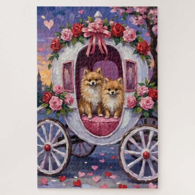 Pomeranian Hund Valentinstag  Puzzle (Vertikal)