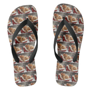 Pomeranian-Hund Weihnachten Festlich Flip Flops