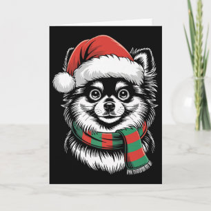 Pomeranian-Hund Weihnachten Santa-Hut Schal Weihna Karte
