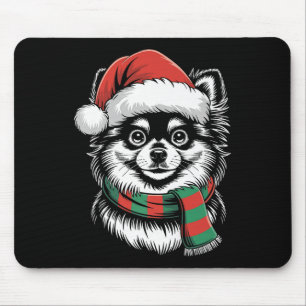 Pomeranian-Hund Weihnachten Santa-Hut Schal Weihna Mousepad