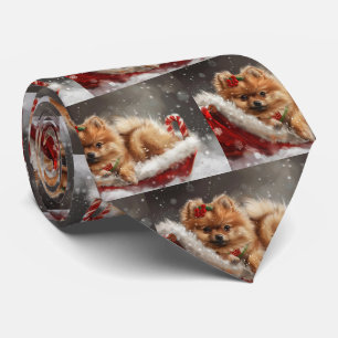 Pomeranian-Hund Weihnachtsfestlich Krawatte