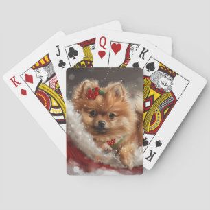 Pomeranian-Hund Weihnachtsfestlich Spielkarten