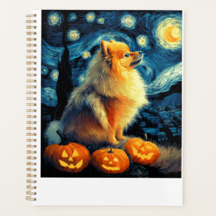 Pomeranian-Hundefreunde Malerei von van gogh Stern Planer