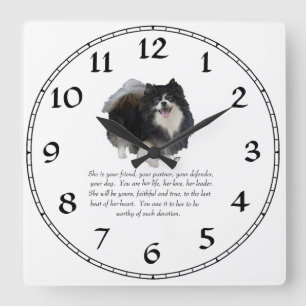 Pomeranian Keepsake Female Quadratische Wanduhr