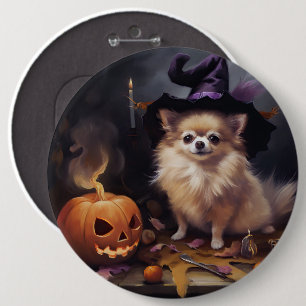 Pomeranian-Kürbisse Halloween Gruselig Button
